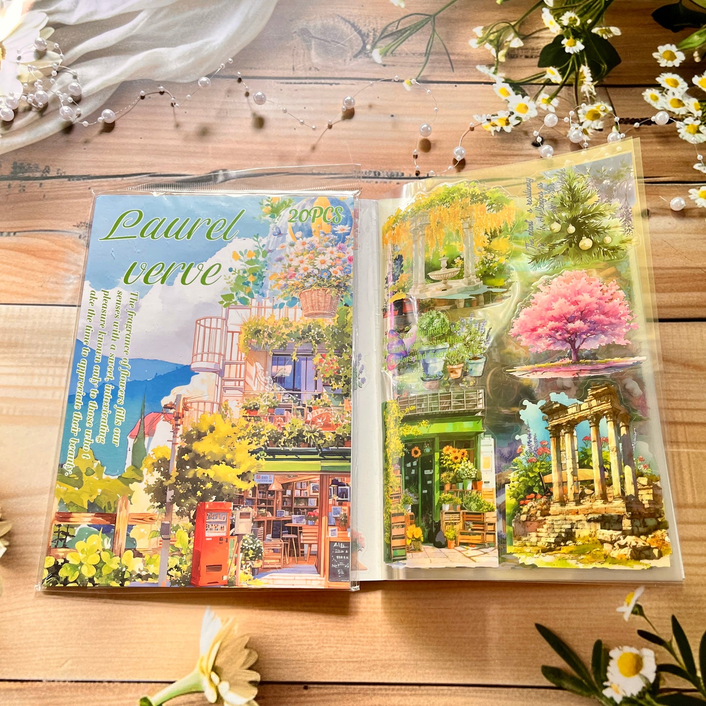 20 Sheets Orchids Covering The Ground Series Literary Flower Character PET Sticker Book