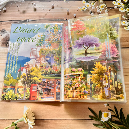 20 Sheets Orchids Covering The Ground Series Literary Flower Character PET Sticker Book