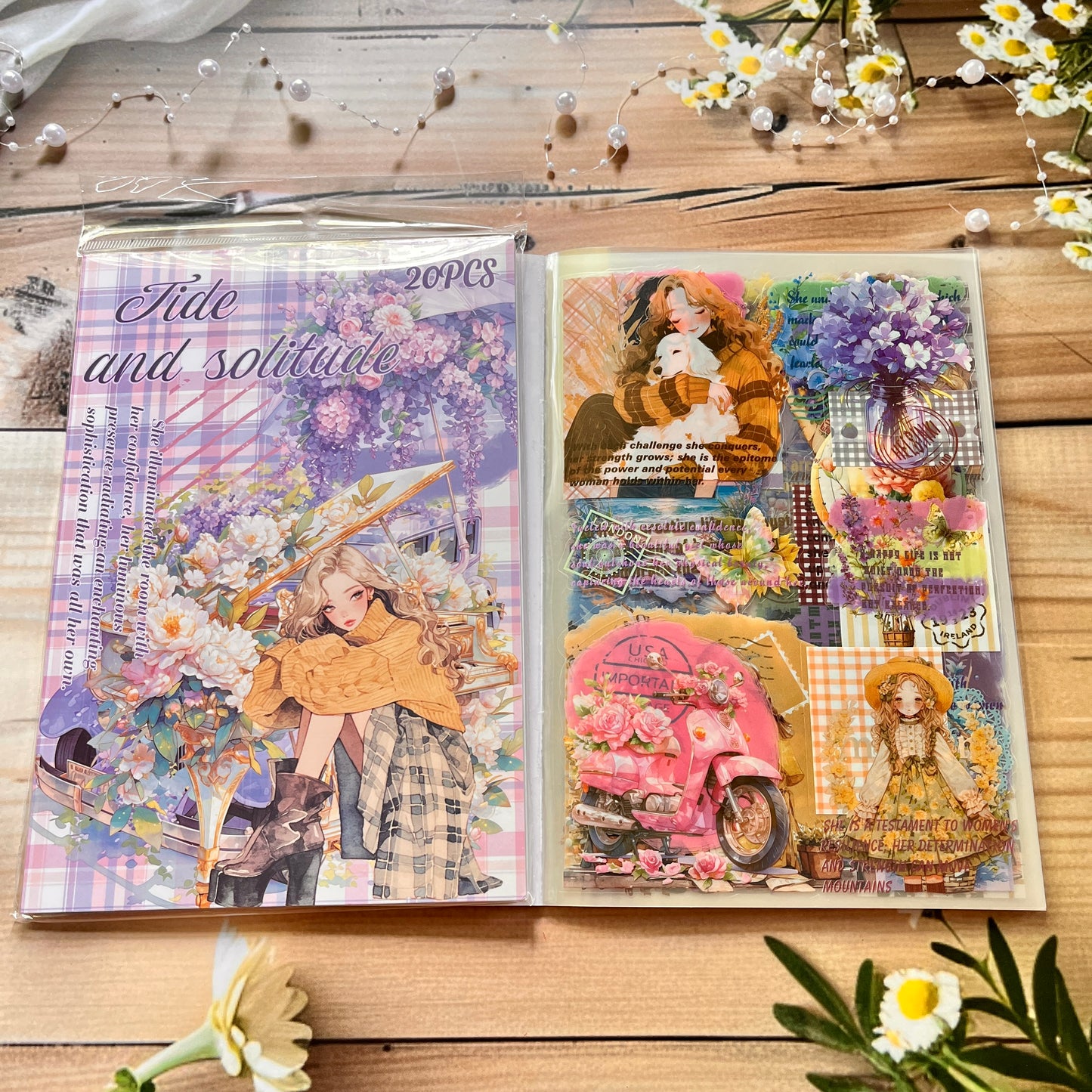 20 Sheets Orchids Covering The Ground Series Literary Flower Character PET Sticker Book