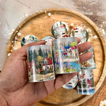 1 roll Walking Through the Town Series Watercolor Fairy Tale Tape