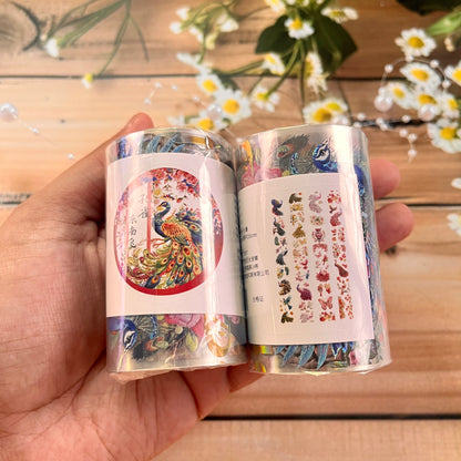 2M/Roll Peacock flying southeast Glossy pet tape for journaling