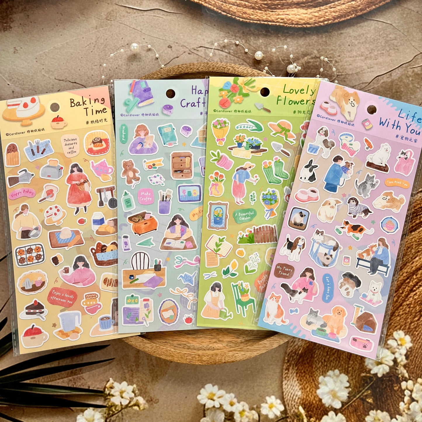 1 sheet The Long Slow Days Series Japanese-style watercolor stickers