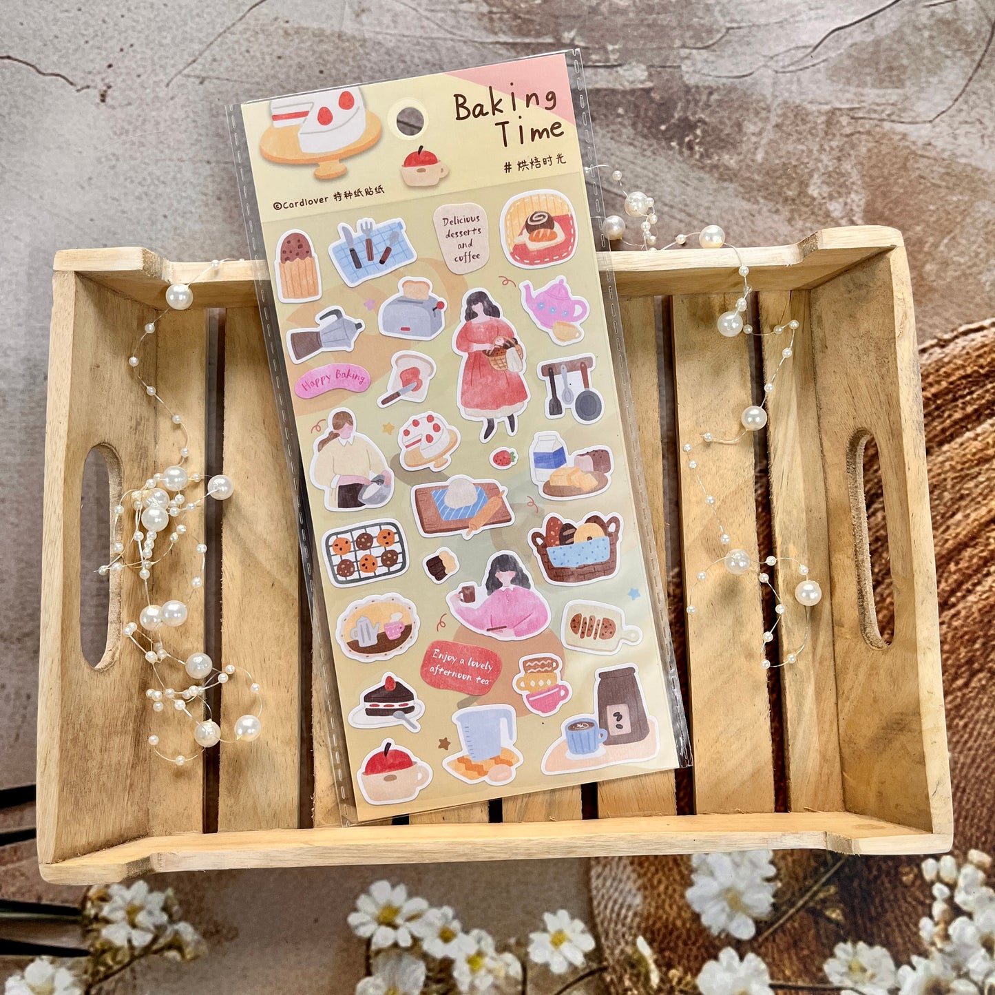 1 sheet The Long Slow Days Series Japanese-style watercolor stickers