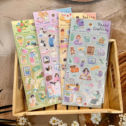 1 sheet The Long Slow Days Series Japanese-style watercolor stickers