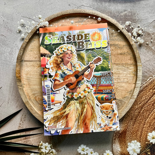 50 sheets Beach-themed Scenery DIY Journaling Decorative Sticker Book