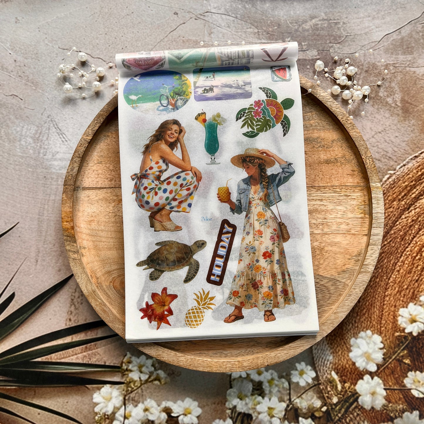 50 sheets Beach-themed Scenery DIY Journaling Decorative Sticker Book