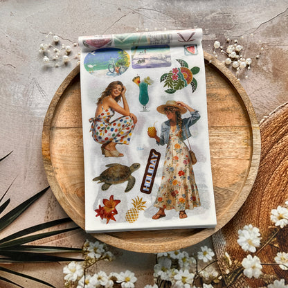 50 sheets Beach-themed Scenery DIY Journaling Decorative Sticker Book