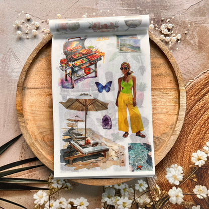 50 sheets Beach-themed Scenery DIY Journaling Decorative Sticker Book