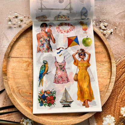 50 sheets Beach-themed Scenery DIY Journaling Decorative Sticker Book