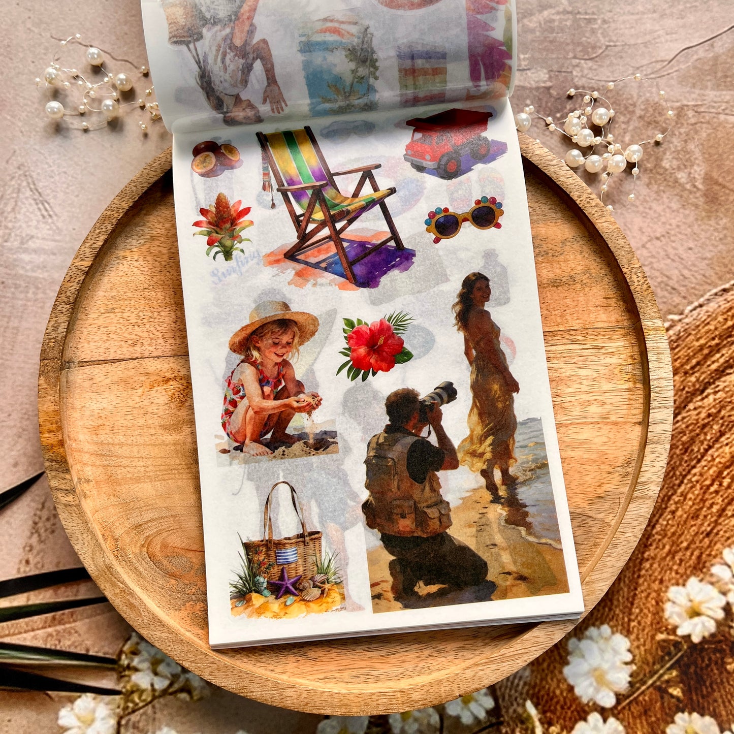 50 sheets Beach-themed Scenery DIY Journaling Decorative Sticker Book
