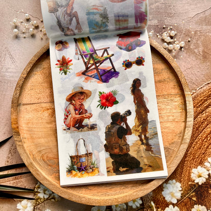 50 sheets Beach-themed Scenery DIY Journaling Decorative Sticker Book