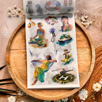 50 sheets Beach-themed Scenery DIY Journaling Decorative Sticker Book