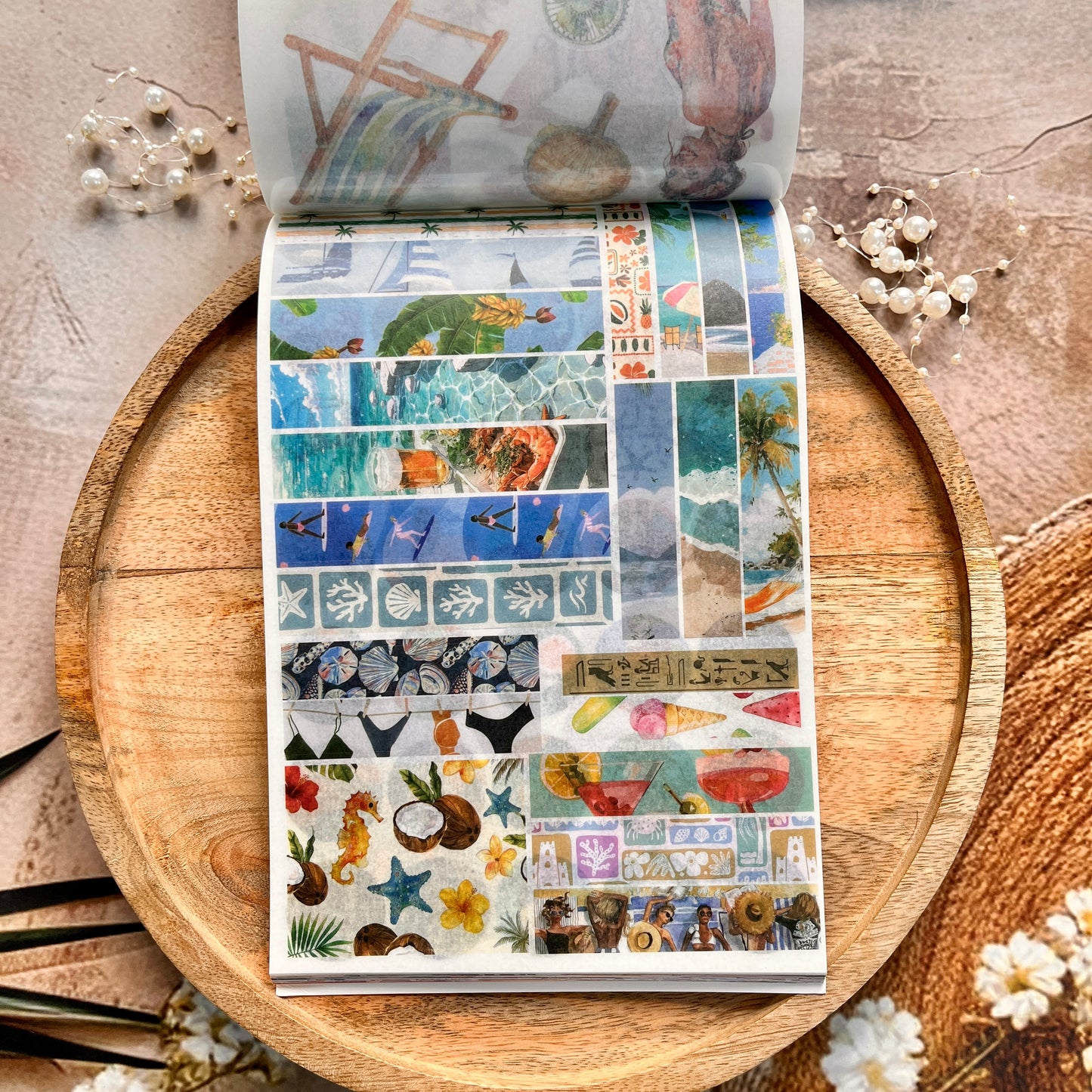 50 sheets Beach-themed Scenery DIY Journaling Decorative Sticker Book
