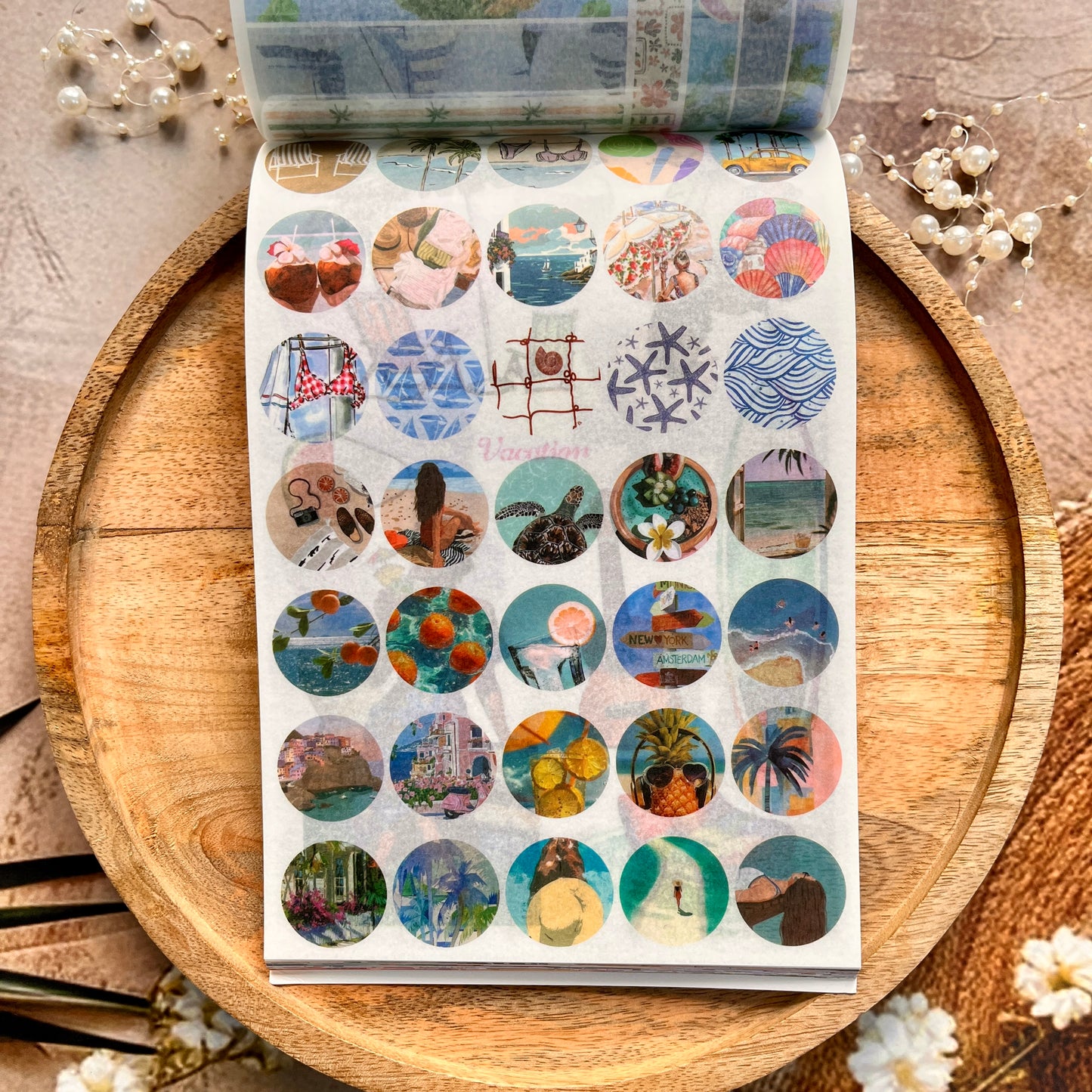 50 sheets Beach-themed Scenery DIY Journaling Decorative Sticker Book