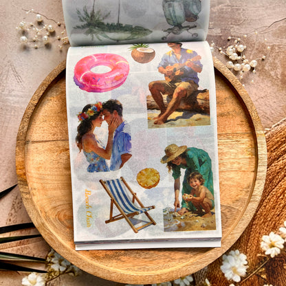 50 sheets Beach-themed Scenery DIY Journaling Decorative Sticker Book