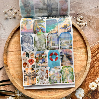 50 sheets Beach-themed Scenery DIY Journaling Decorative Sticker Book