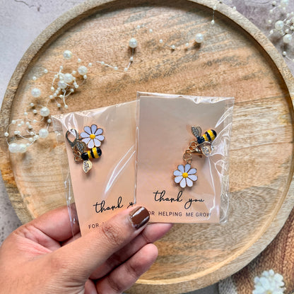 1 Pc cute little bees with rhinestones charming keychains metal charms