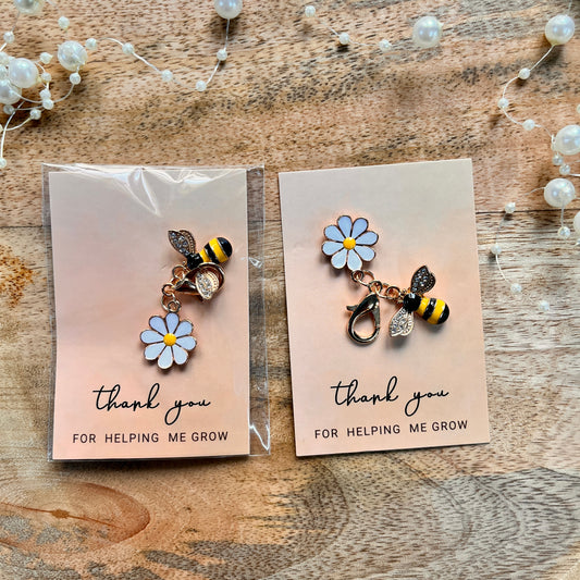 1 Pc cute little bees with rhinestones charming keychains metal charms