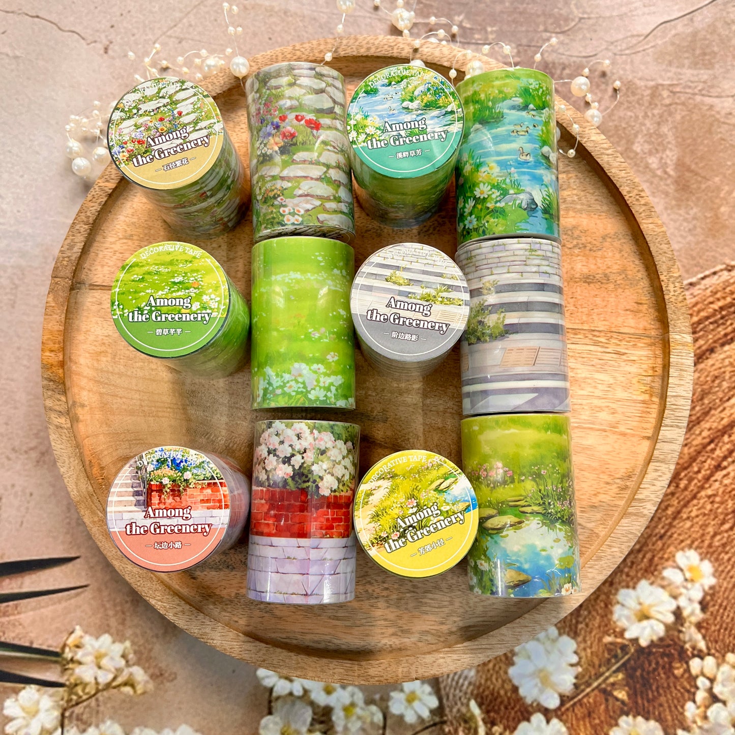 1 roll Stroll Through the Greenery Series Pebble Path Scenery Washi tape