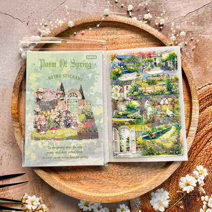 20 sheets Wind and Rain Series Retro Scenery Elements Stickers Book