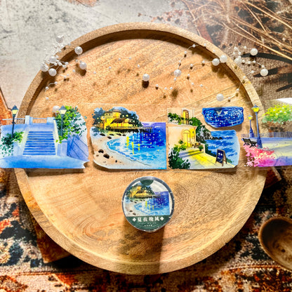 Summer Breeze Night Road Pet Tape for Journaling