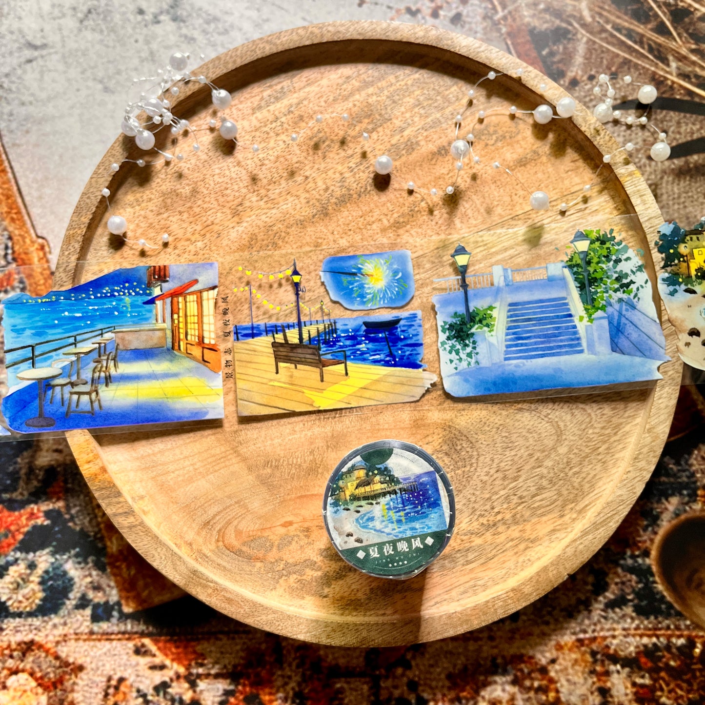 Summer Breeze Night Road Pet Tape for Journaling