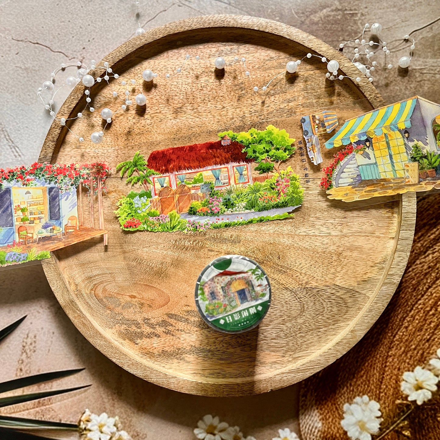 Day shadow idle corner yellow house PET Tape for Journaling