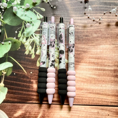 0.5mm Black Ink Rose Butterfly Series Quick Drying Click Gel Pen