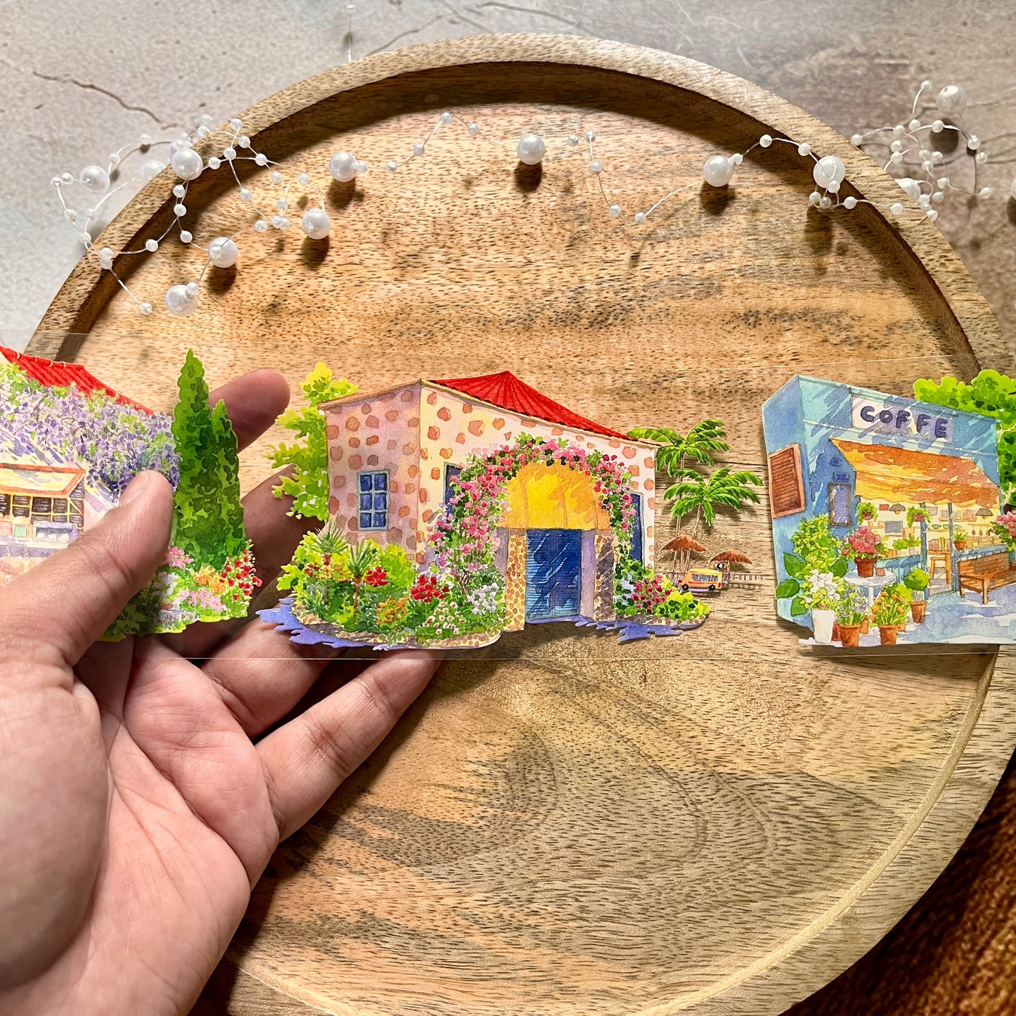 Day shadow idle corner yellow house PET Tape for Journaling