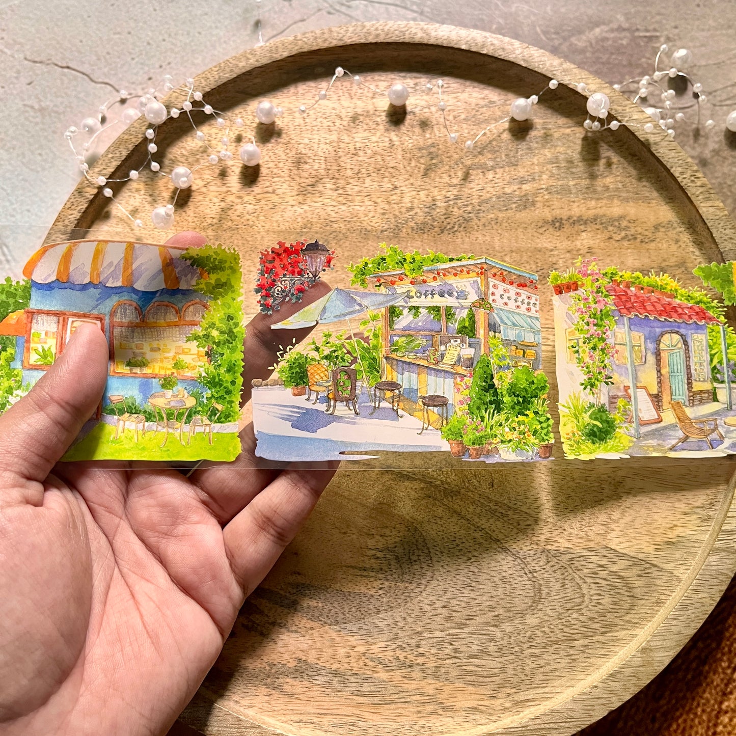 Day shadow idle corner yellow house PET Tape for Journaling