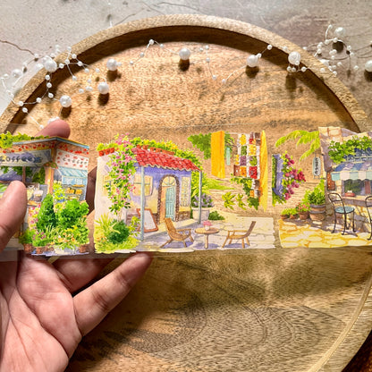 Day shadow idle corner yellow house PET Tape for Journaling