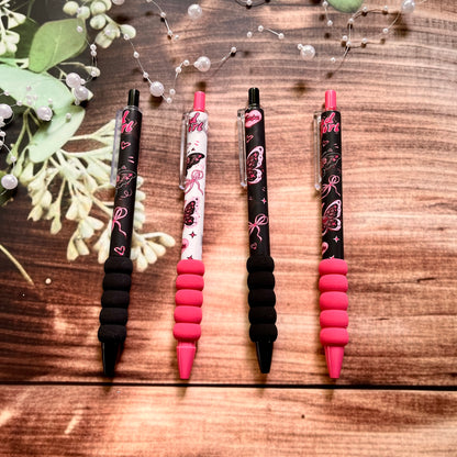 0.5mm Black Ink Rose Butterfly Series Quick Drying Click Gel Pen