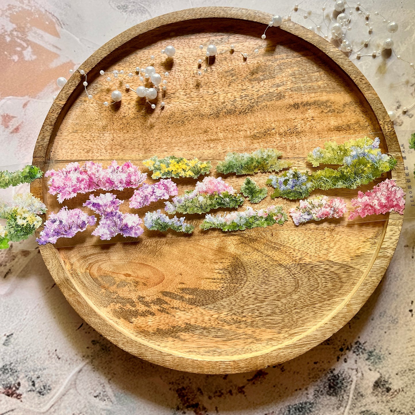 Green and Pink Small Bushes Pet Tape for Journaling