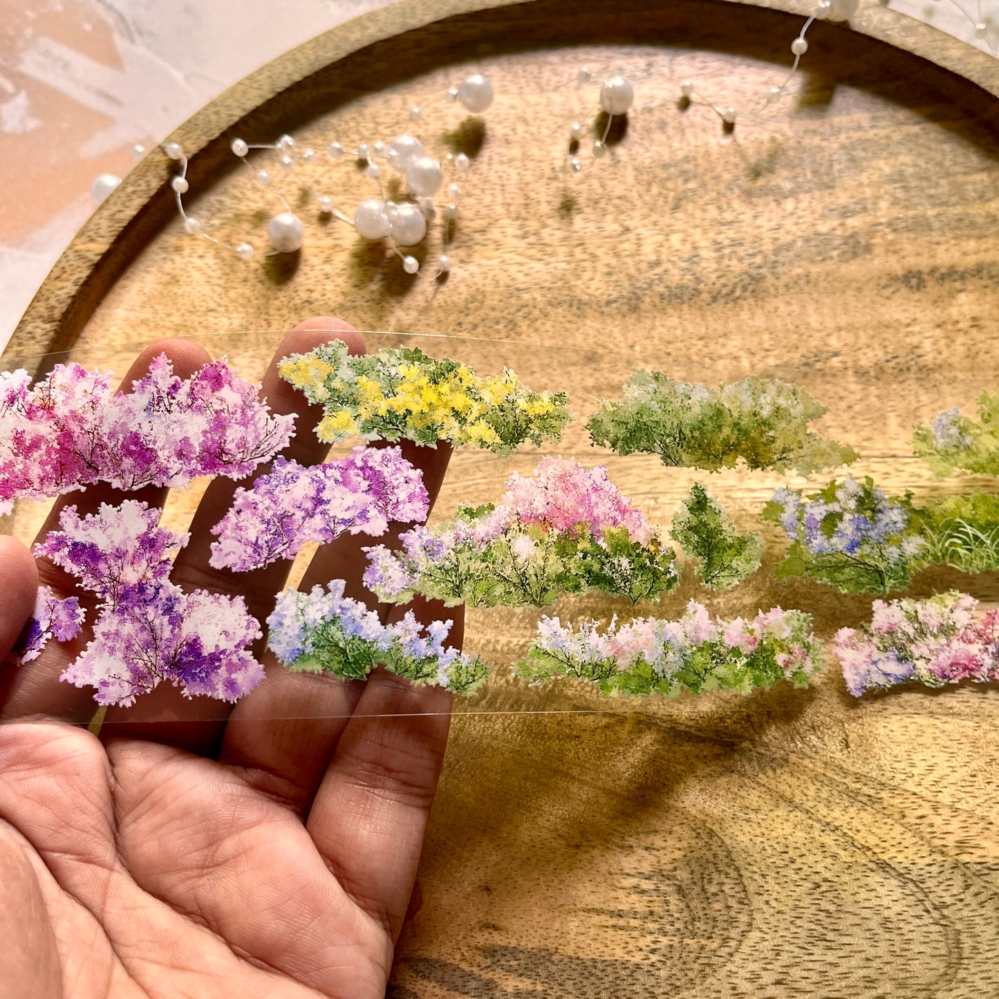 Green and Pink Small Bushes Pet Tape for Journaling