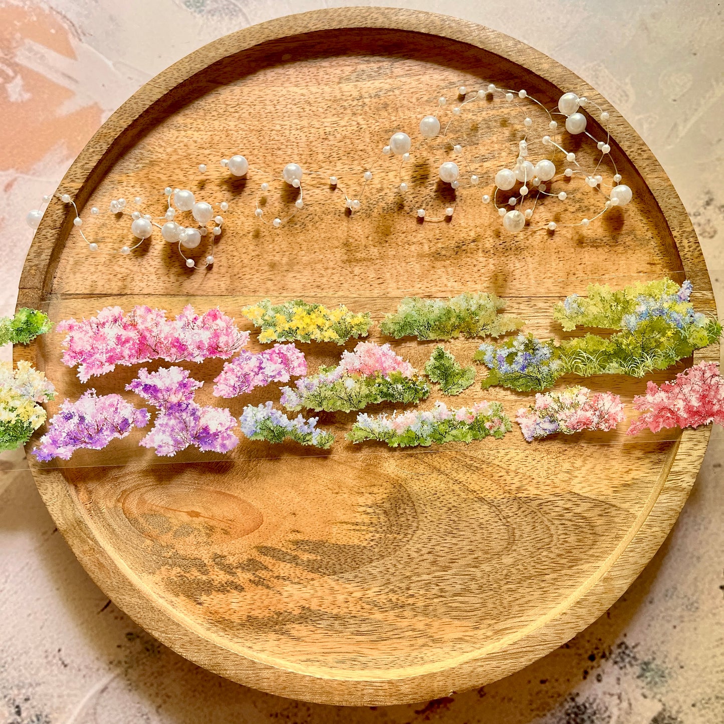 Green and Pink Small Bushes Pet Tape for Journaling