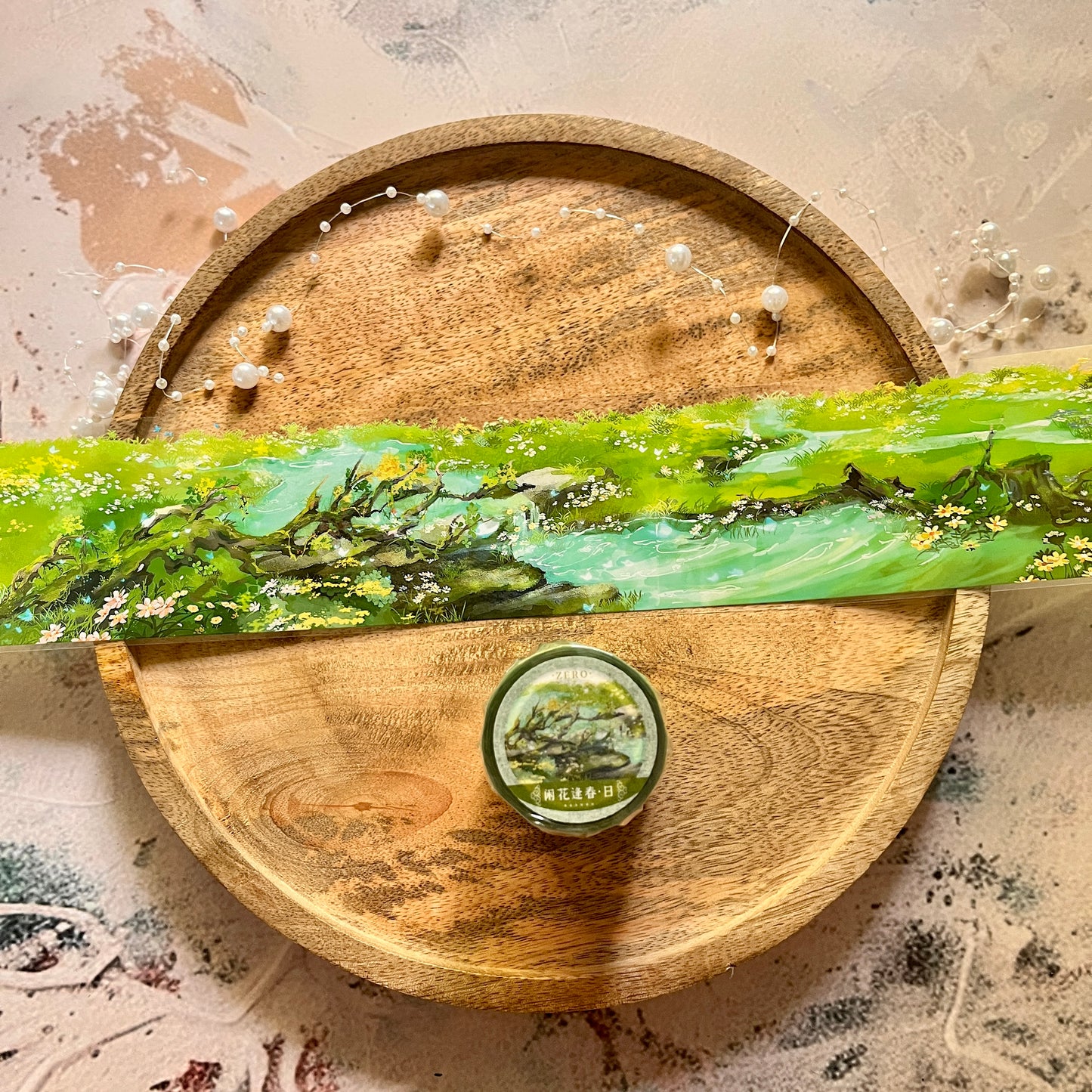 Leisure Flowers in Spring Green Field PET Tape for Journaling