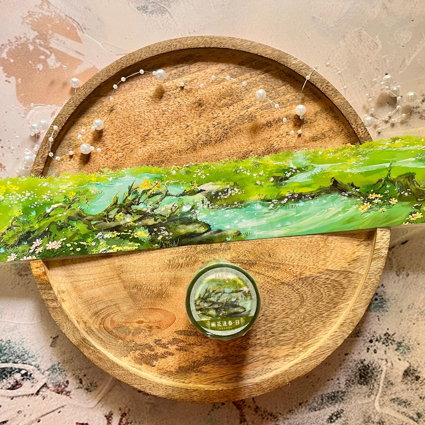 Leisure Flowers in Spring Green Field PET Tape for Journaling