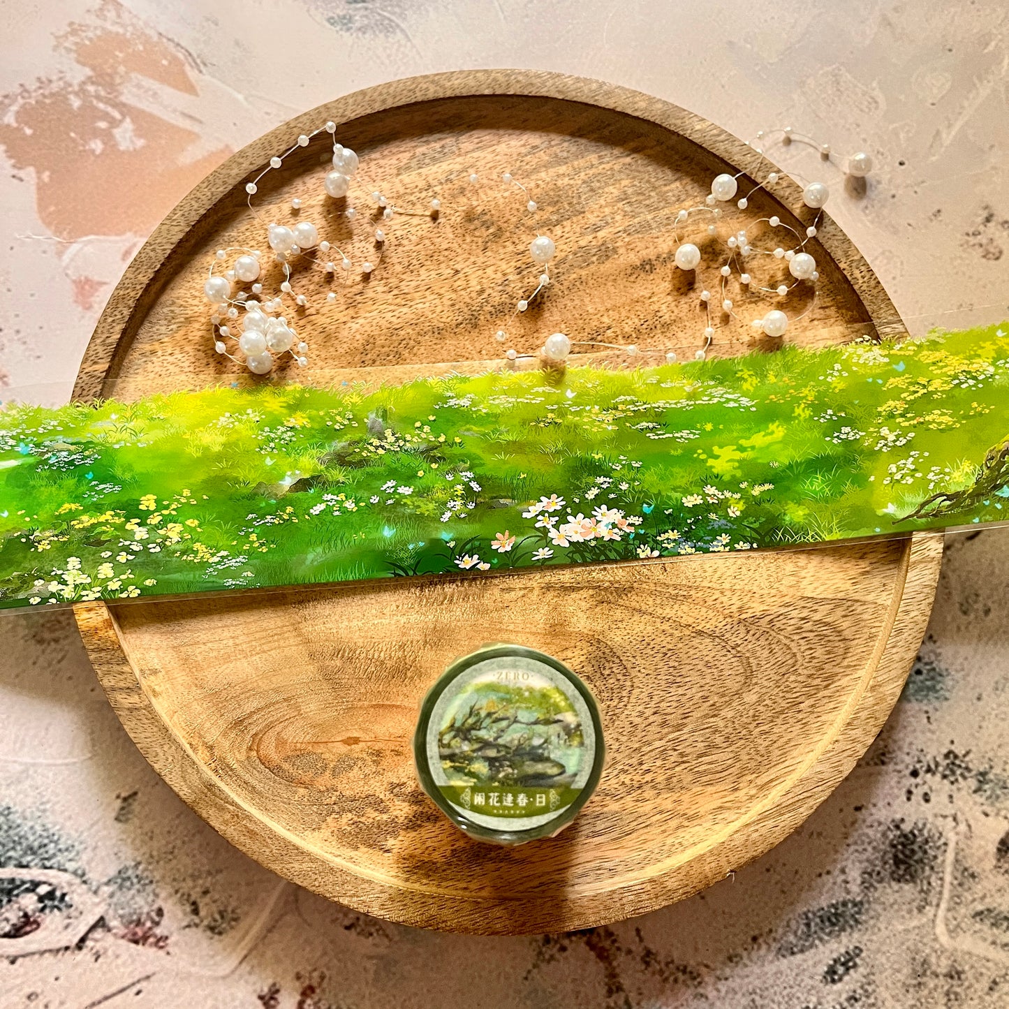 Leisure Flowers in Spring Green Field PET Tape for Journaling