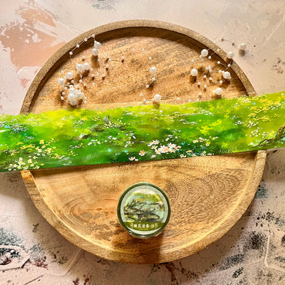 Leisure Flowers in Spring Green Field PET Tape for Journaling