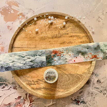 Beautiful Slate Stone Road and Leaves Washi Tape for Journaling