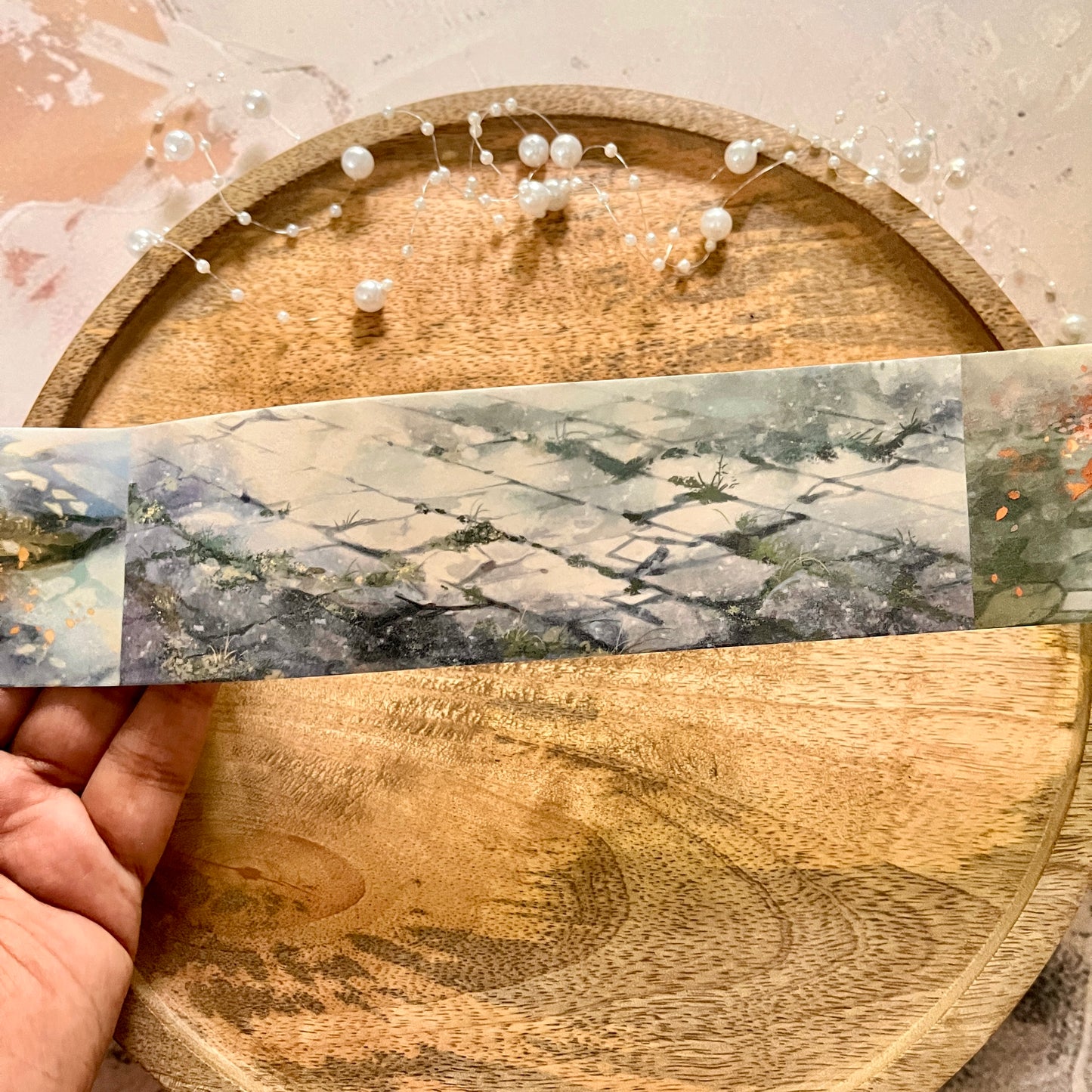 Beautiful Slate Stone Road and Leaves Washi Tape for Journaling