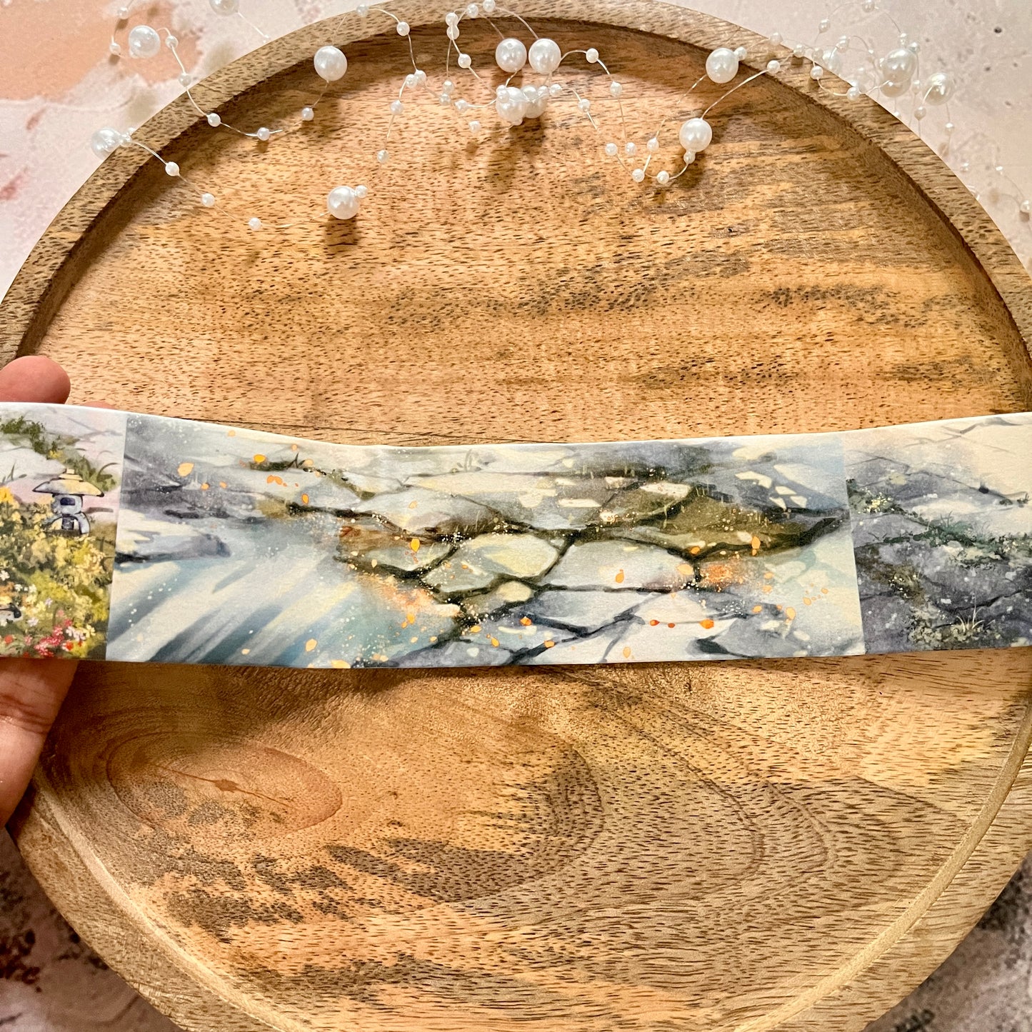 Beautiful Slate Stone Road and Leaves Washi Tape for Journaling