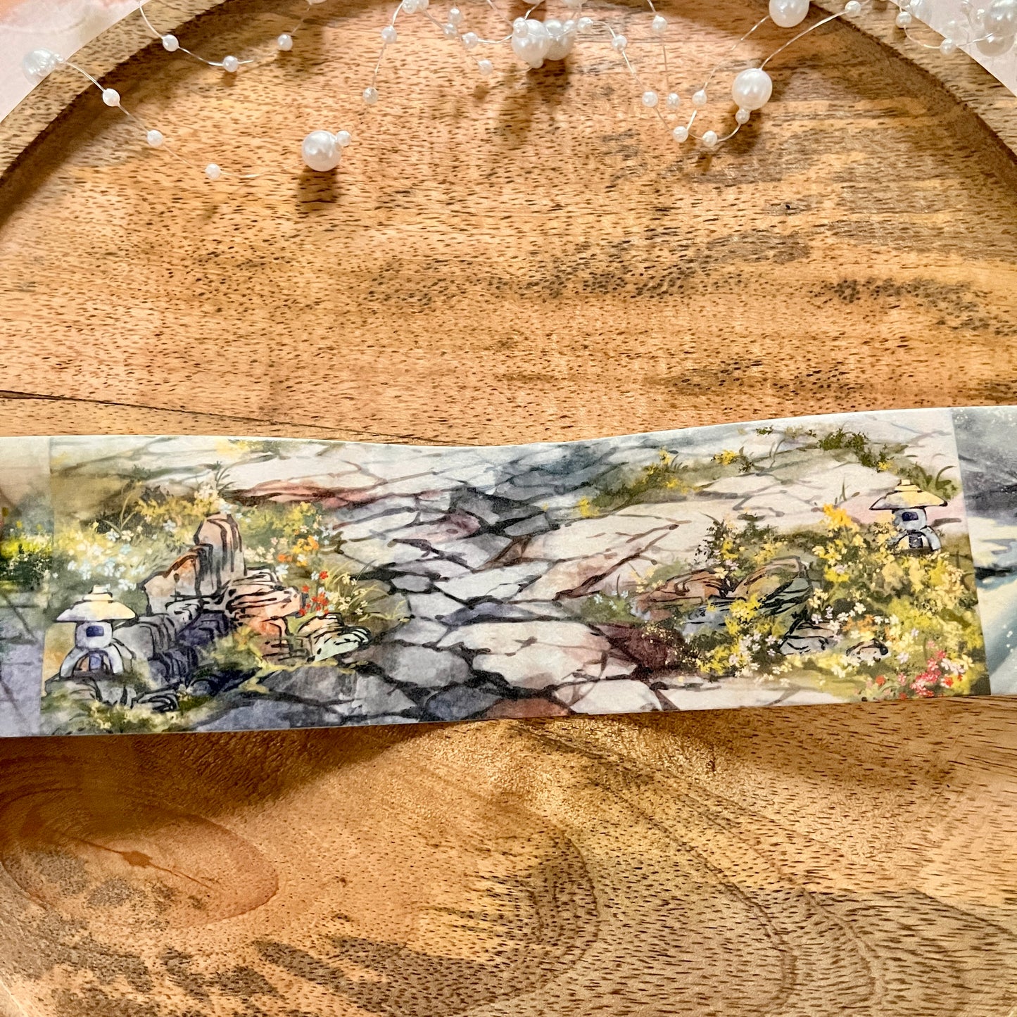 Beautiful Slate Stone Road and Leaves Washi Tape for Journaling