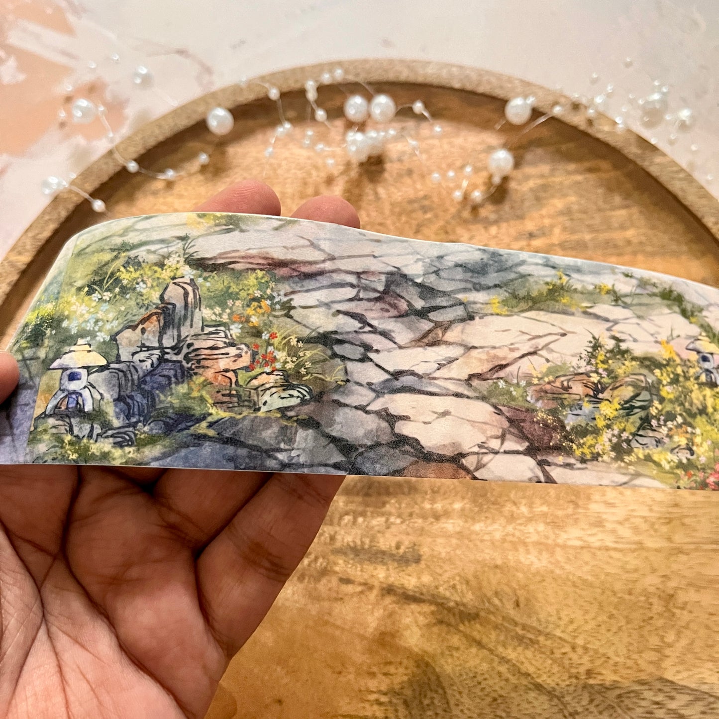 Beautiful Slate Stone Road and Leaves Washi Tape for Journaling