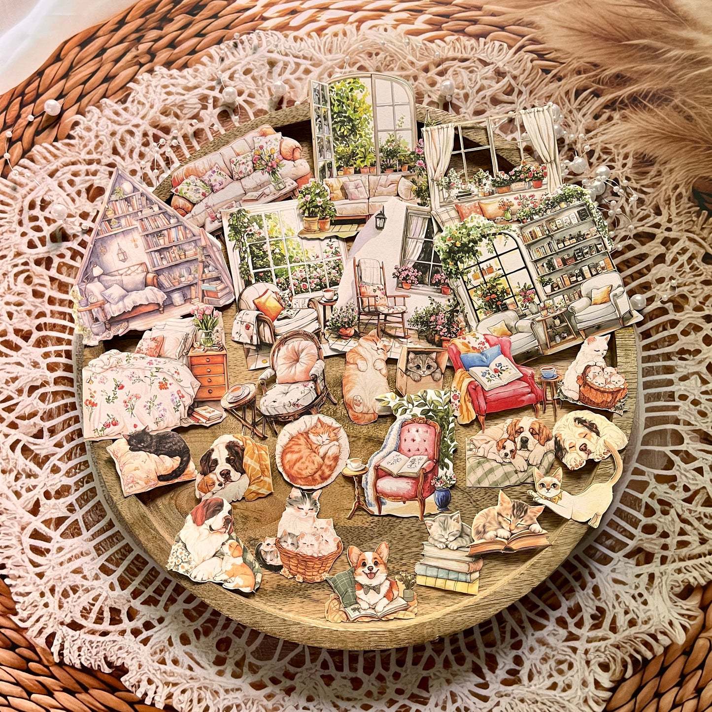 100 Pcs Lie Flat Plan Series Character Scenery Sticker Box