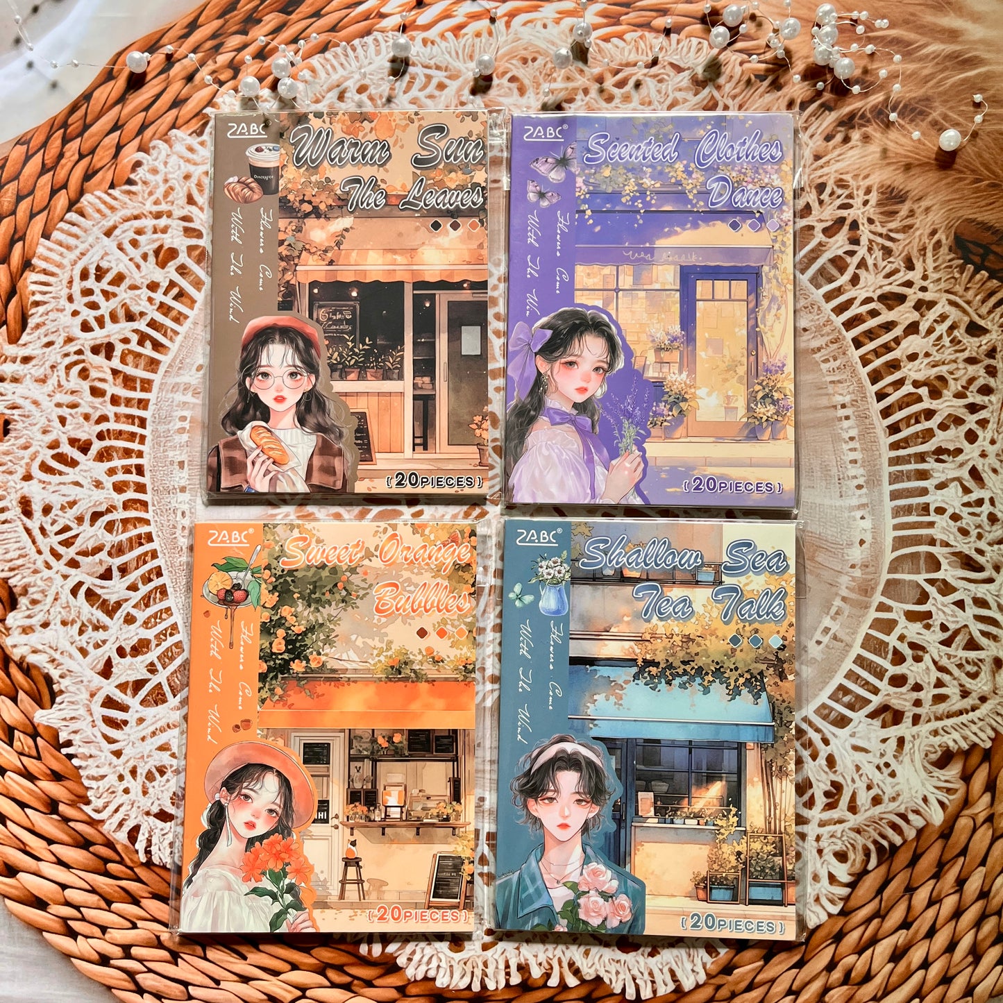 20 Sheets Flower Letter Creative Character PET Sticker Book