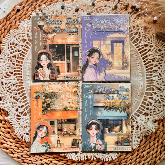 20 Sheets Flower Letter Creative Character PET Sticker Book