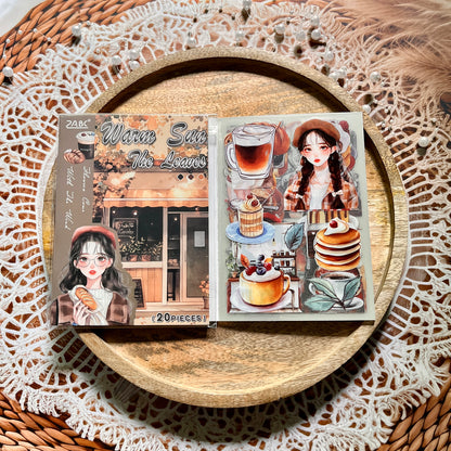 20 Sheets Flower Letter Creative Character PET Sticker Book