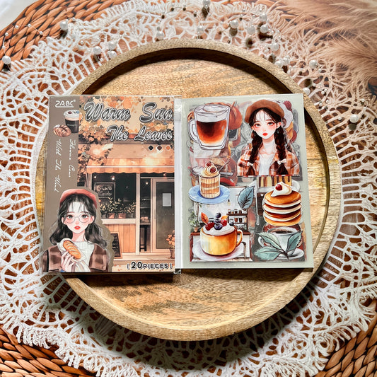 20 Sheets Flower Letter Creative Character PET Sticker Book