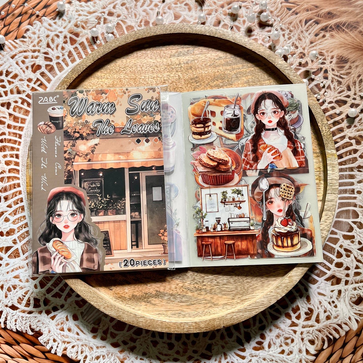 20 Sheets Flower Letter Creative Character PET Sticker Book